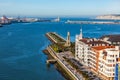 El Abra bay and Getxo pier and seafront, Spain Royalty Free Stock Photo