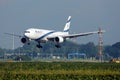 El Al Israel Airlines plane landing on Amsterdam Airport, AMS