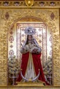 El Almendro, Huelva, Spain - March 13, 2021: Detail of virgin Nuestra SeÃÂ±ora de Piedras Albas, inside the hermitage with the same Royalty Free Stock Photo