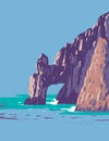 El Arco or the Arch of Cabo San Lucas in Mexico WPA Art Deco Poster