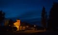 El Brull church and castle complex nightview Royalty Free Stock Photo