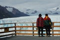 Japanese tourists at the observation deck at Perito Moreno Glacier in the Los Glaciares National Park Royalty Free Stock Photo