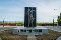 Plazoleta Heroes de Malvinas with Falkland Islands War Heroes Statue in city of El Calafate in Argentinian Patagonia Royalty Free Stock Photo