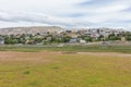 El Calafate city, from the Ecological Reserve Laguna Nimez. Patagonia Argentina. Royalty Free Stock Photo