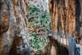 El Caminito Del Rey - mountain path along steep cliffs in gorge Chorro, Andalusia, Spain