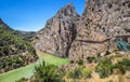 El Caminito del Rey with train iron bridge in Malaga, Spain