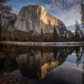 El Capitan Reflected in the Merced River Royalty Free Stock Photo