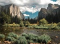 El Capitan rises high above the Yosemite Valley Floor Royalty Free Stock Photo