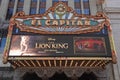 El Capitan Theatre Marquee in Hollywood Advertising The Lion King Royalty Free Stock Photo