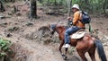 A photographer horseback rides to the Monarch Butterfly Biosphere Reserve of Santuario El Capulin