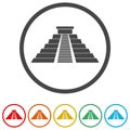 El Castillo pyramid in Chichen Itza flat icon, 6 Colors Included