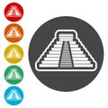 El Castillo pyramid in Chichen Itza flat icon