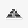 El Castillo pyramid in Chichen Itza flat sticker, simple vector icon