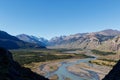 El Chalten rio de las vueltas beautiful river with mountain landscape view point Patagonia Argentina