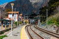 El Chorro, Spain, April 04, 2018: railway station in the village of el chorro at the end of trail of Caminito Del Rey, Spain