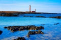 El Cotillo beach Toston lighthouse Fuerteventura Royalty Free Stock Photo