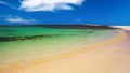 El Cotillo, North Fuerteventura, La Concha -  Beautiful secluded idyllic quiet empty paradise lagoon beach, white sand, calm Royalty Free Stock Photo