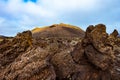 El Cuervo volcano caldera in the Los Volcanes natural park in Lanzarote, Spain