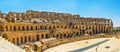 Panorama of arena in El Jem amphitheater, El Djem Royalty Free Stock Photo