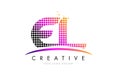 EL E L Letter Logo Design with Magenta Dots and Swoosh