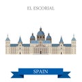 El Escorial Monastery King Residence Madrid Spain flat vector Royalty Free Stock Photo