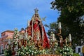 Wooden figure of Saint Catherine taken in procession.