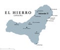 El Hierro island, gray political map, Canary Islands, Spain