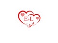 EL Initial heart shape Red colored love logo