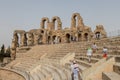 EL JEM, TUNISIA - JULY 22, 2018: The third largest Roman amphitheatre and the best preserved in Africa Royalty Free Stock Photo