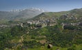 Ein Qiniyye and Mount Hermon the north of Israel Royalty Free Stock Photo
