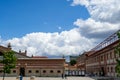El Matadero de Madrid with evolution clouds in the sky of the Community of Madrid, in Spain