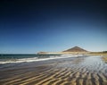 El medano beach and montana roja landscape in tenerife spain