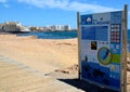 View of El Medano popular kitesurfing beach in south coast of Tenerife,Canary Islands,Spain.Travel or vacation concept.