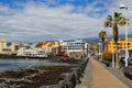 View of El Medano town popular touristic place for surfing, kitesurfing, and windsurfing.Tenerife,Canary Islands,Spain.