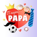 El mejo Papa Best Dad in the world spanish lettering paper banner elements Royalty Free Stock Photo