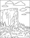 El Morro National Monument in New Mexico Mono Line Art