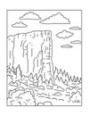 El Morro National Monument in New Mexico Mono Line Art