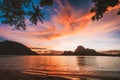 El Nido bay and Cadlao island at sunset, Palawan, Philippines Royalty Free Stock Photo
