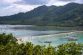 El Nido, the Philippines - 17 Nov 2018: tourist boat tour near tropical island. Tropical seaside with blue sea water Royalty Free Stock Photo