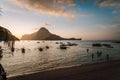 El Nido sunset in the Palawan Island in the Philippines. Cadlao island in background Royalty Free Stock Photo