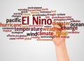 El Nino word cloud and hand with marker concept