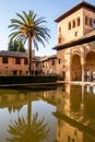Reflections at El Partal Palace, Nasrid Palacess, Alhambra, Granada, Andalusia, Spain Royalty Free Stock Photo