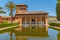 El Partal and Torre de las Damas inside of the Alhambra fortress in Granada, Spain Royalty Free Stock Photo