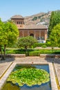 El Partal and Torre de las Damas inside of the Alhambra fortress in Granada, Spain Royalty Free Stock Photo