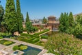 El Partal and Torre de las Damas inside of the Alhambra fortress in Granada, Spain Royalty Free Stock Photo