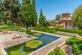 El Partal and Torre de las Damas inside of the Alhambra fortress in Granada, Spain Royalty Free Stock Photo