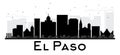 El Paso City skyline black and white silhouette.