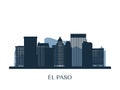 El Paso skyline, monochrome silhouette. Royalty Free Stock Photo