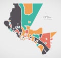 El Paso Texas Map with neighborhoods and modern round shapes