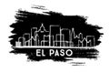 El Paso Texas USA City Skyline Silhouette. Hand Drawn Sketch